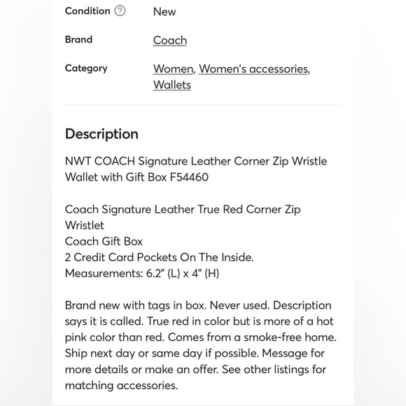 NWT Coach Brown and Red Wristlet in the gift box - Picture 9 of 10